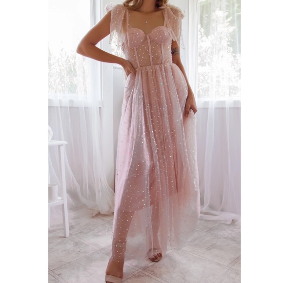 Beppe Lace Corset Tulle Dress In Cream